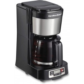 Hamilton Beach 5 Cup Compact Drip Coffee Maker with Programmable Clock & Glass Carafe Black 46111 B082LS88WN