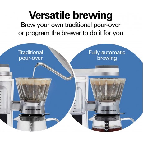 Hamilton Beach Craft Programmable Automatic Coffee Maker Brewer or Manual Pour Over Dripper with 5 Strengths and Integrated Scale 8 Cups Includes Cone Filter Set White 46700 B08H8PJLYB