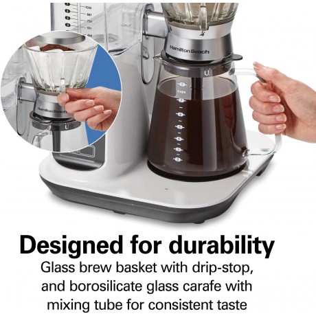 Hamilton Beach Craft Programmable Automatic Coffee Maker Brewer or Manual Pour Over Dripper with 5 Strengths and Integrated Scale 8 Cups Includes Cone Filter Set White 46700 B08H8PJLYB