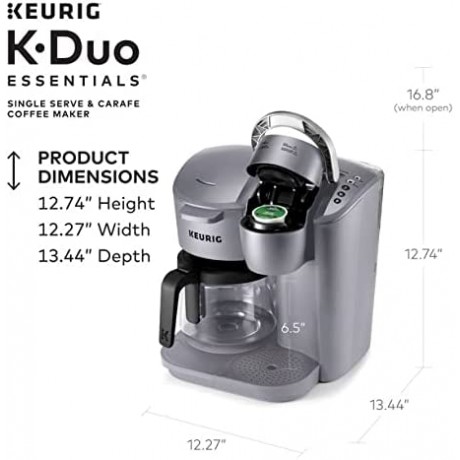 K-Duo Essentials Coffee Maker with Single Serve K-Cup Pod and 12 Cup Carafe Brewer Moonlight Gray B09M96KMR7
