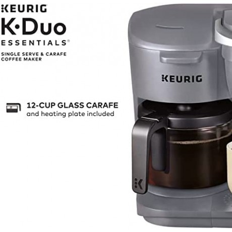 K-Duo Essentials Coffee Maker with Single Serve K-Cup Pod and 12 Cup Carafe Brewer Moonlight Gray B09M96KMR7