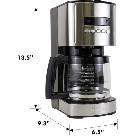 Kenmore Aroma Control Programmable 12-cup Coffee Maker Stainless Steel Black with Glass Carafe LCD Display Reusable Cone Filter and Charcoal Water Filter B08YRRFZ1Z
