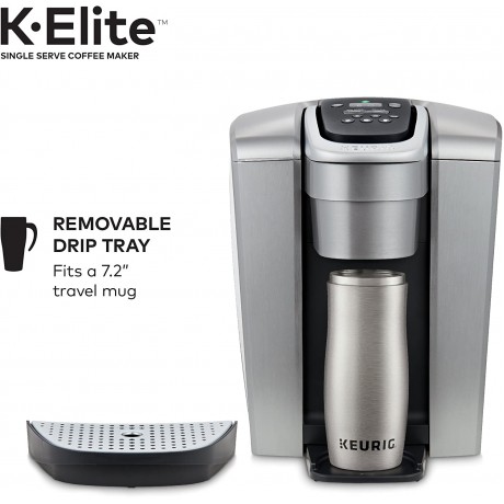 Keurig K-Elite Coffee Maker Single Serve K-Cup Pod Coffee Brewer With Iced Coffee Capability Brushed Silver & Under Brewer Storage Drawer Coffee Pod Storage Holds Upto 35 Keurig K-Cup Pods Black B09W9H7PC1